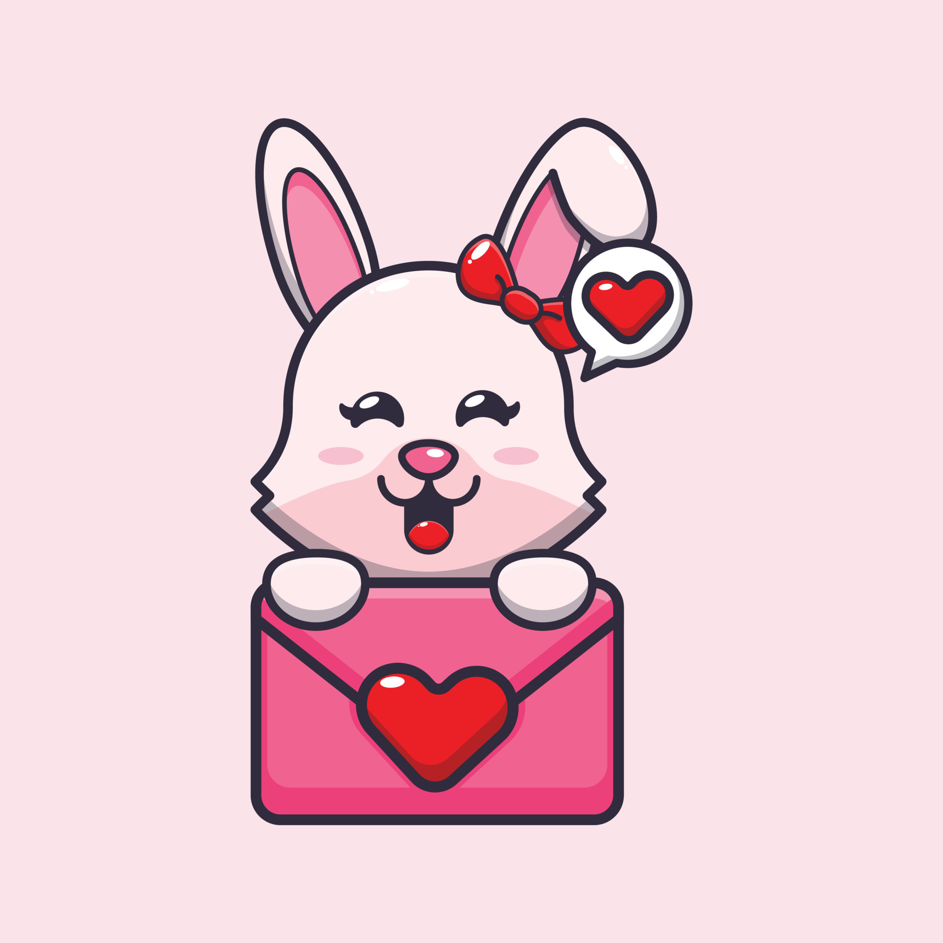 cute bunny cartoon character with love message 6594229 Vector Art at  Vecteezy