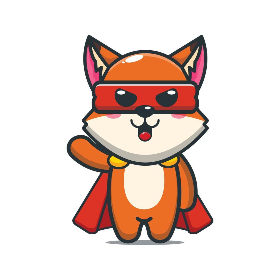 Cute super fox cartoon vector illustration