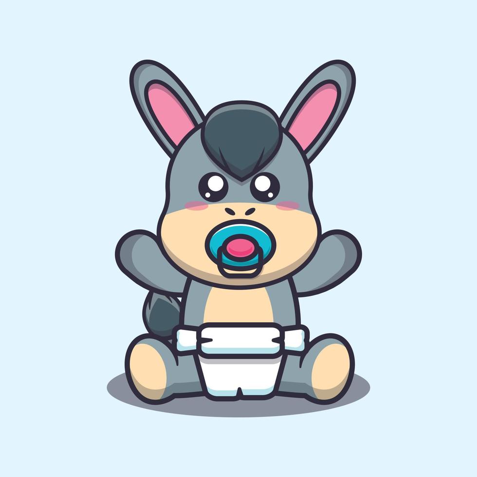 Cute baby donkey cartoon vector illustration