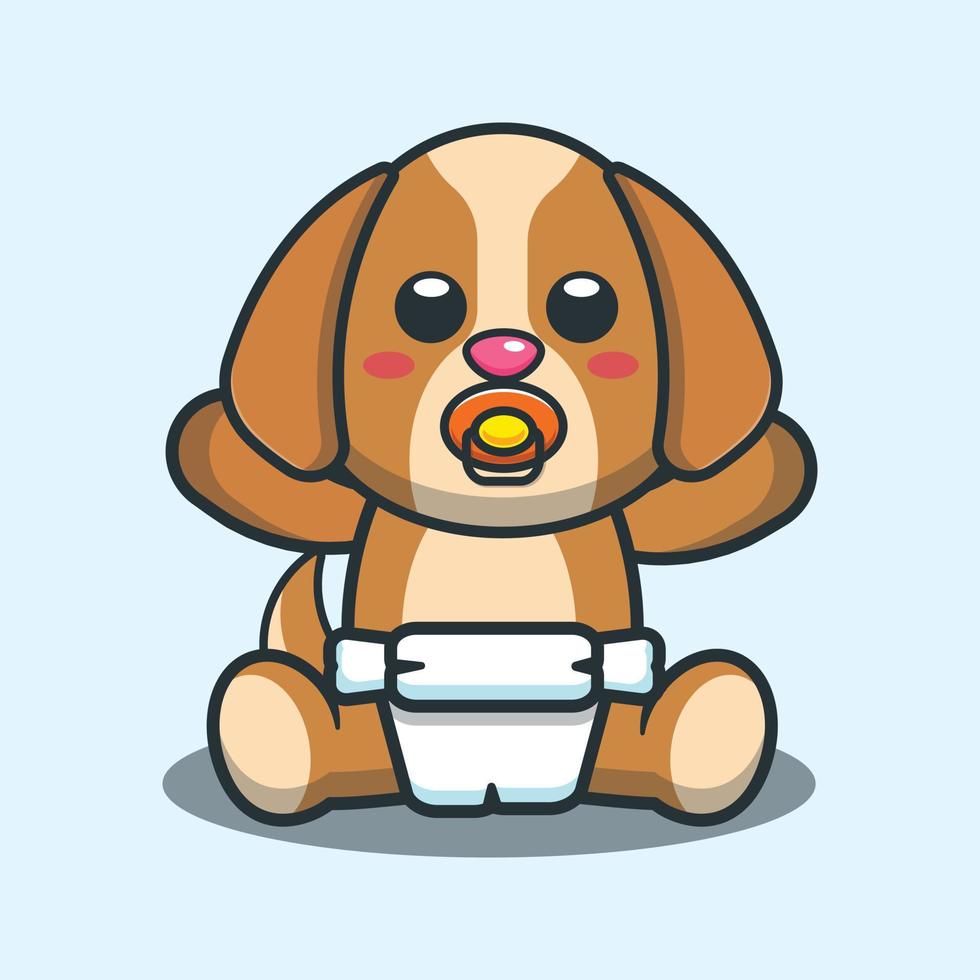 Cute baby dog cartoon vector illustration.