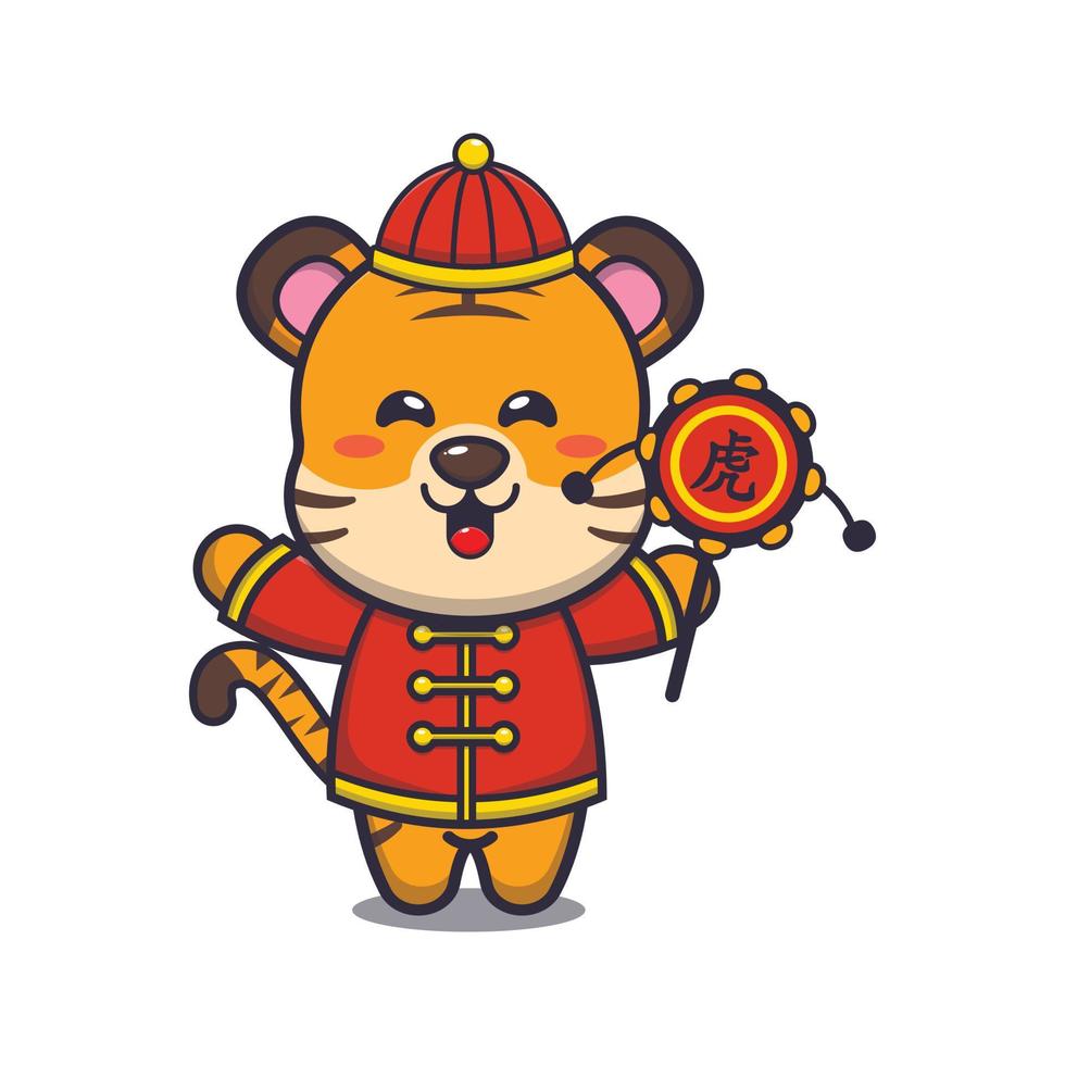 Cute tiger in chinese new year. Cute cartoon animal illustration. vector