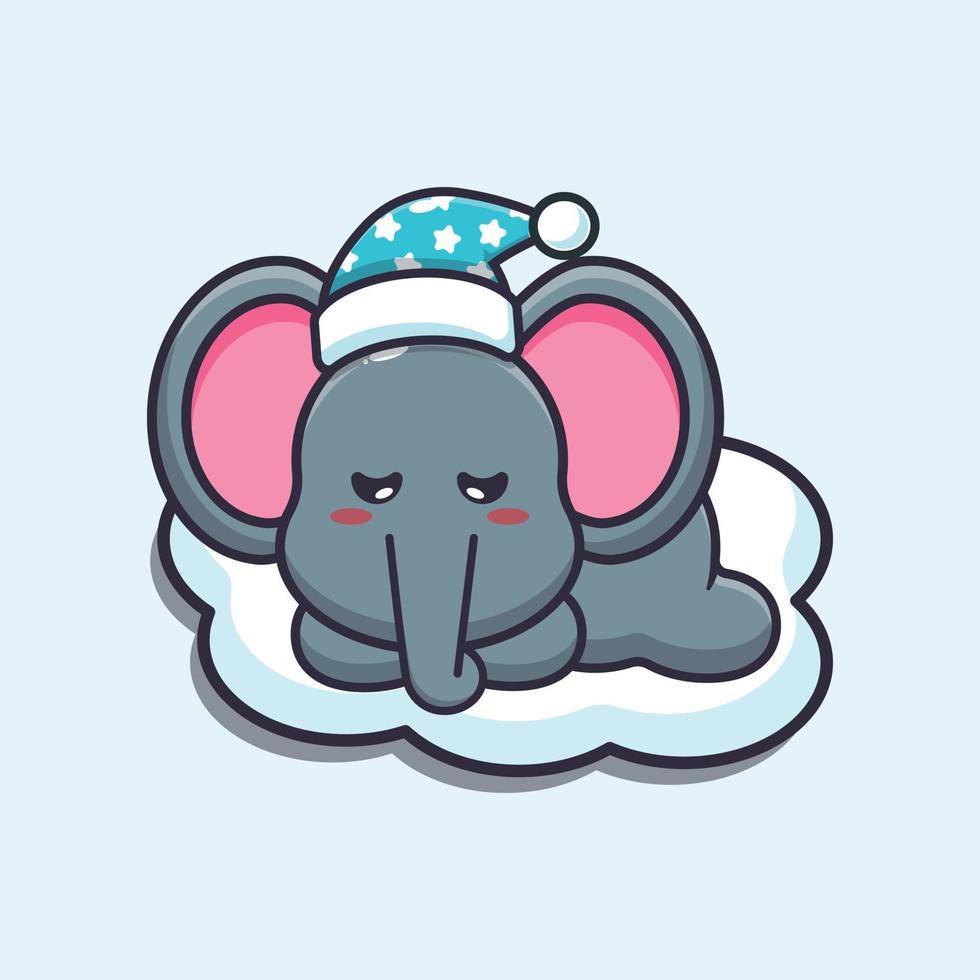 Cute elephant sleep cartoon vector illustration