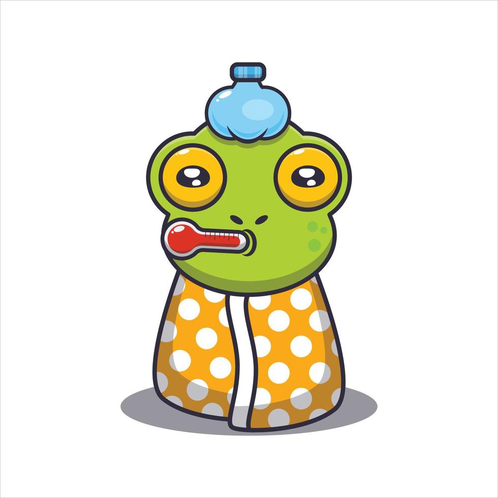 Cute frog sick cartoon vector illustration