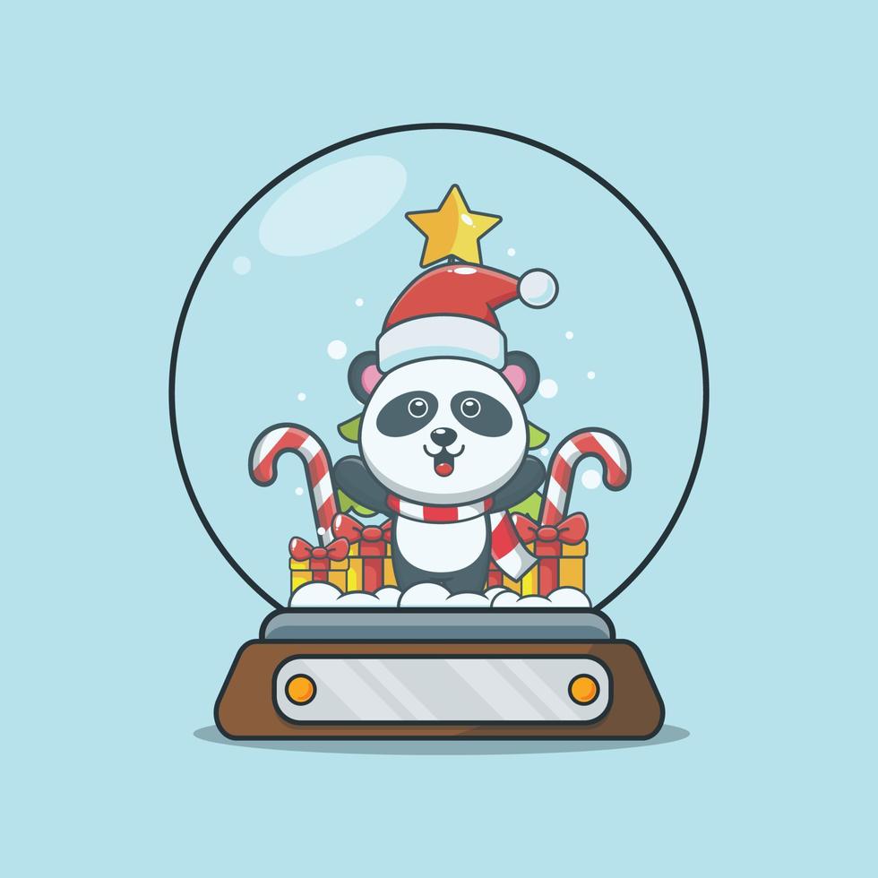 Cute panda cartoon character in snow globe vector