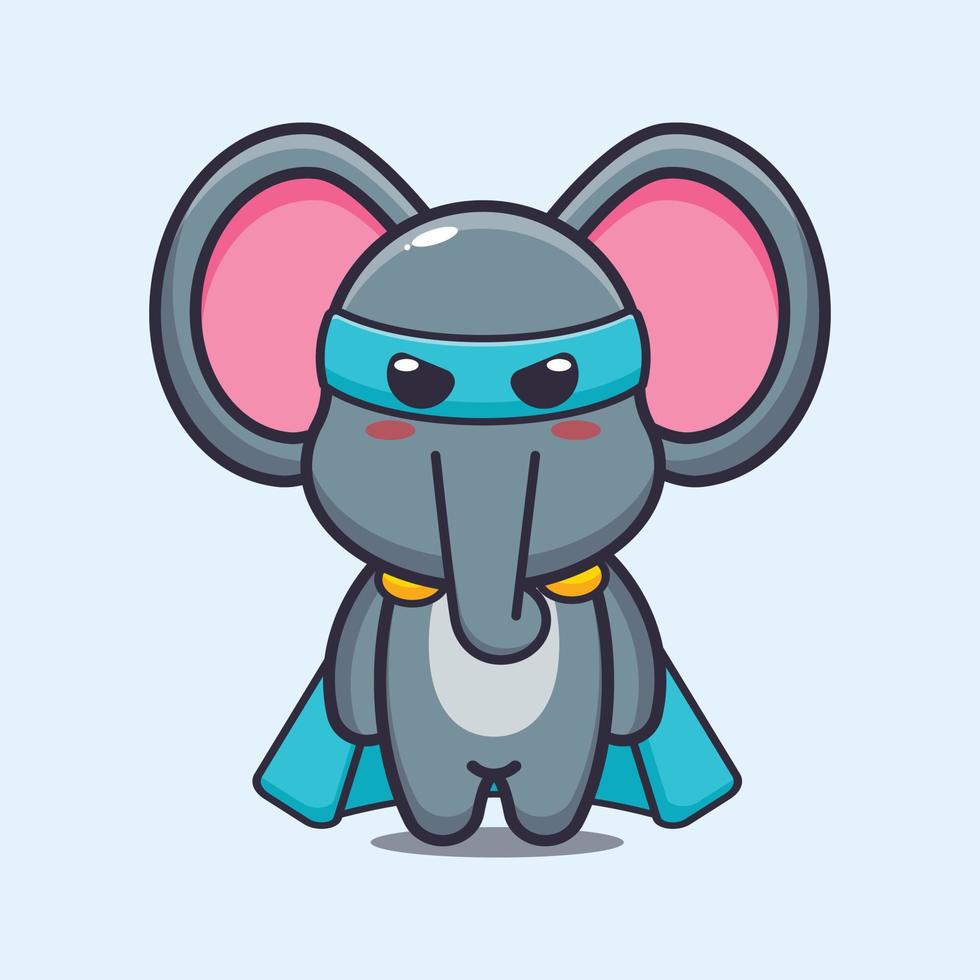 Ilustración de vector de dibujos animados lindo super elefante