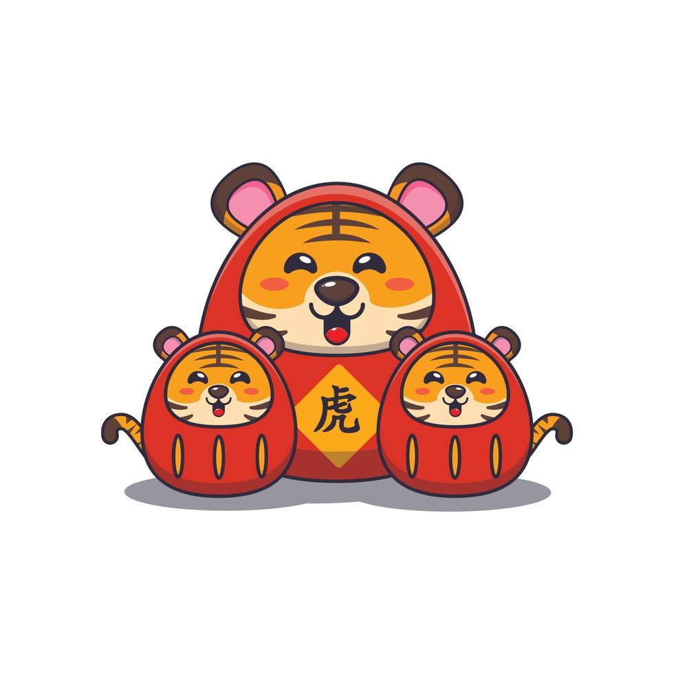 Cute tiger in chinese new year. Cute cartoon animal illustration. vector