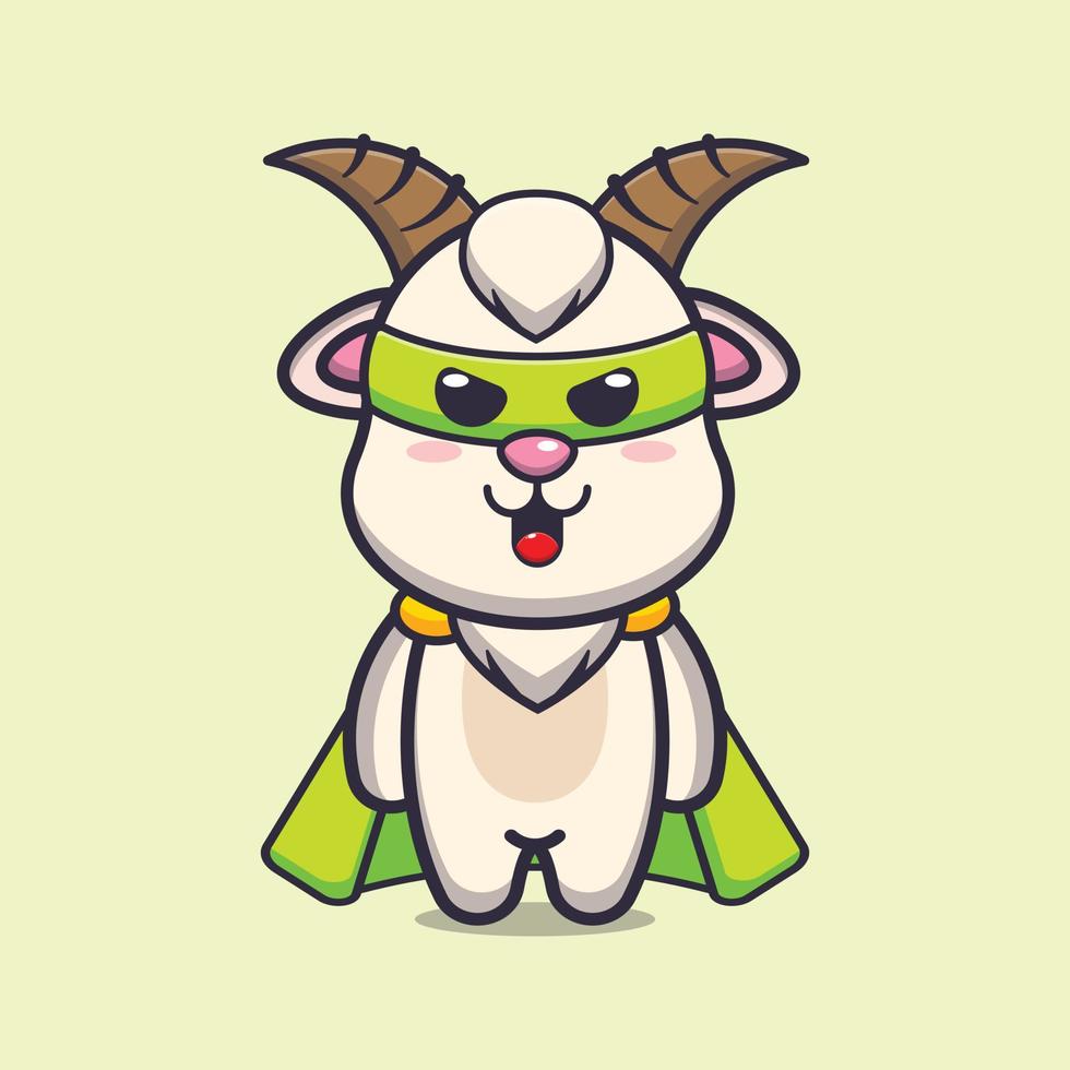 Cute super goat cartoon vector illustration