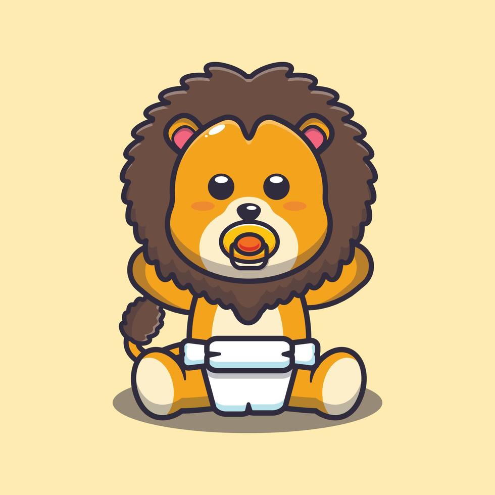 Cute baby lion cartoon vector illustration