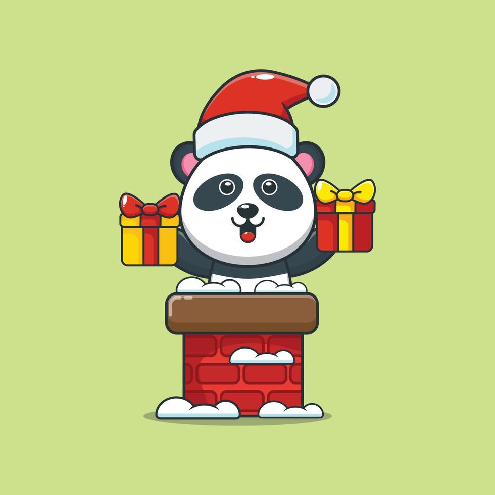 Cute panda cartoon character with santa hat in the chimney 6594857 Vector  Art at Vecteezy