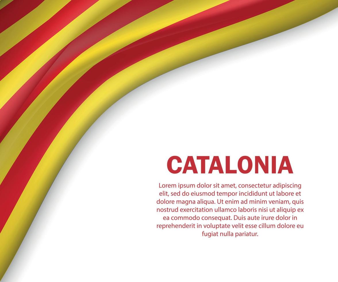 bandera ondeante de cataluña sobre fondo blanco vector