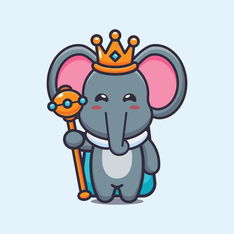 Cute elephant king cartoon vector illustration