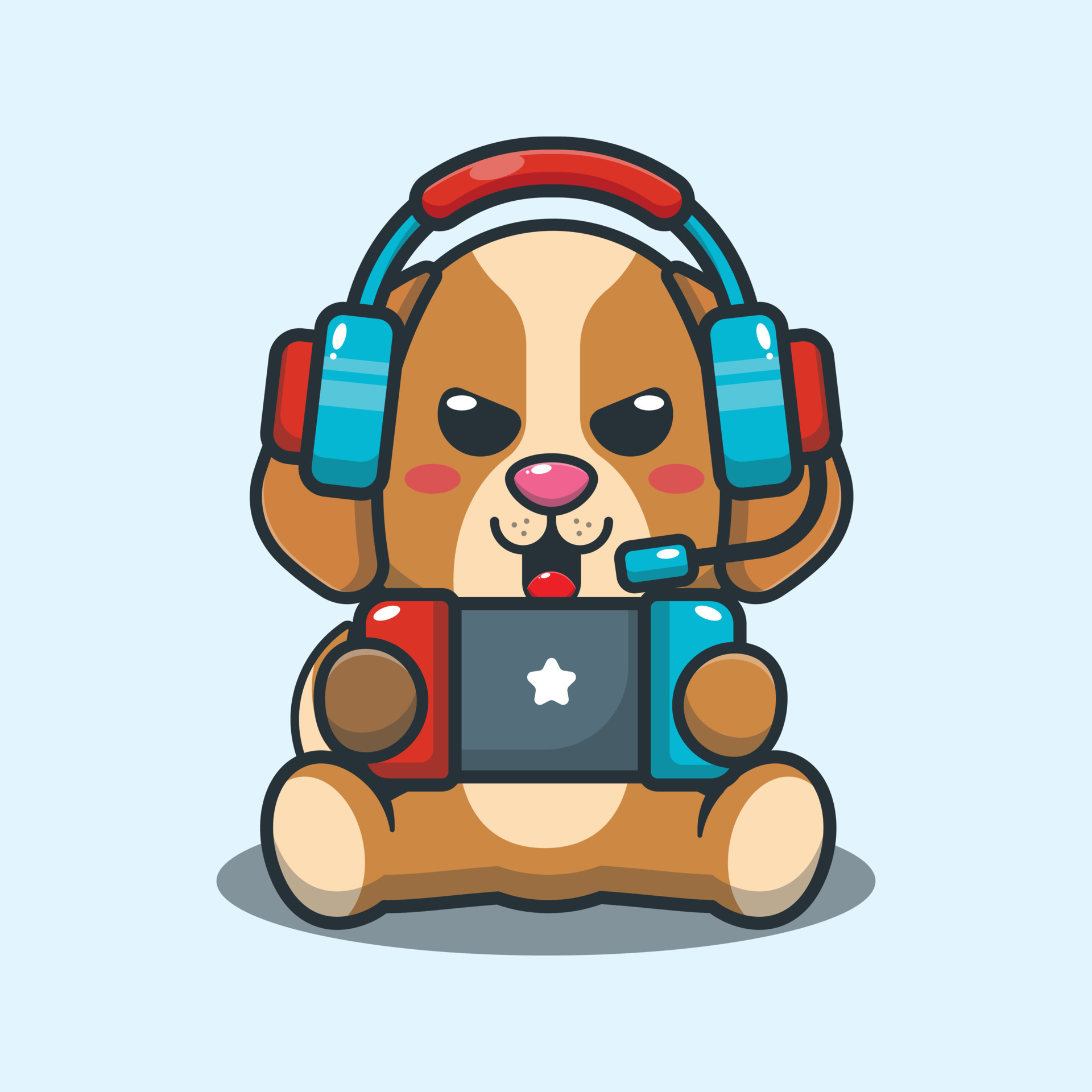 Cute dog playing a game cartoon vector illustration. 6595067 ...