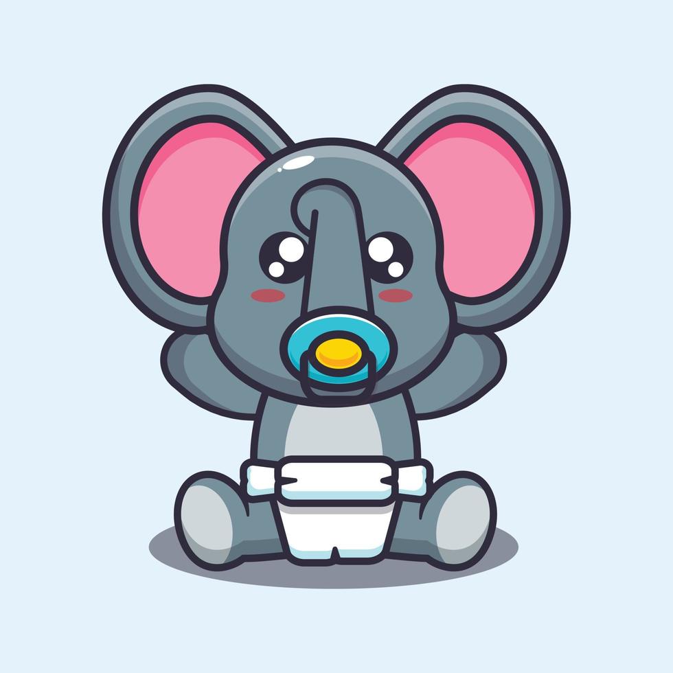 Cute baby elephant cartoon vector illustration