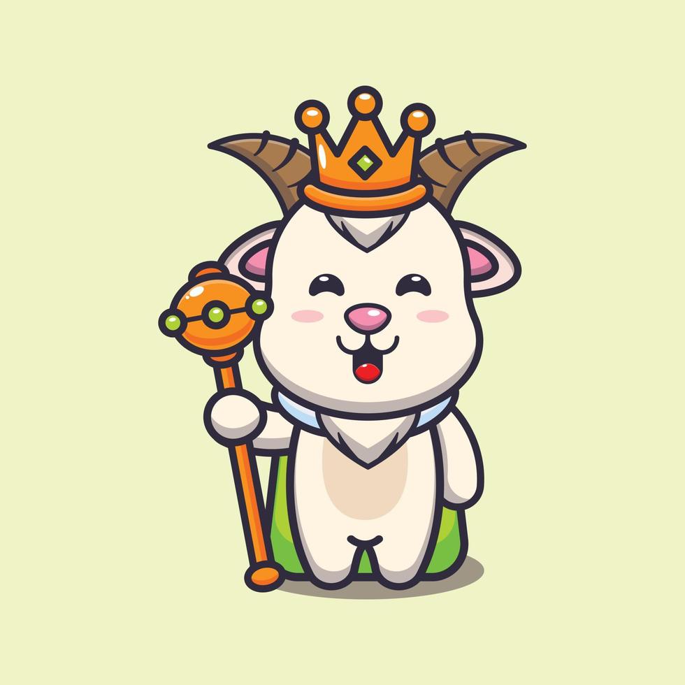 Cute goat king cartoon vector illustration