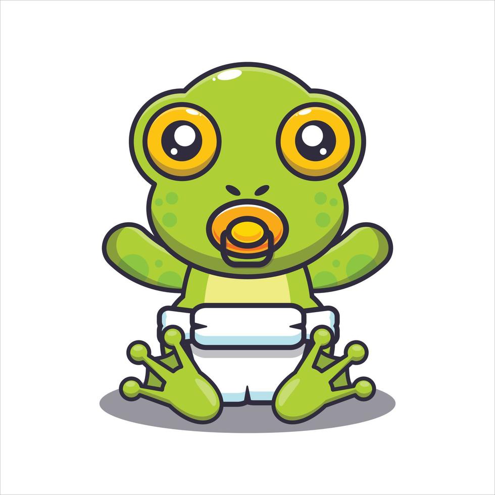 Cute baby frog cartoon vector illustration