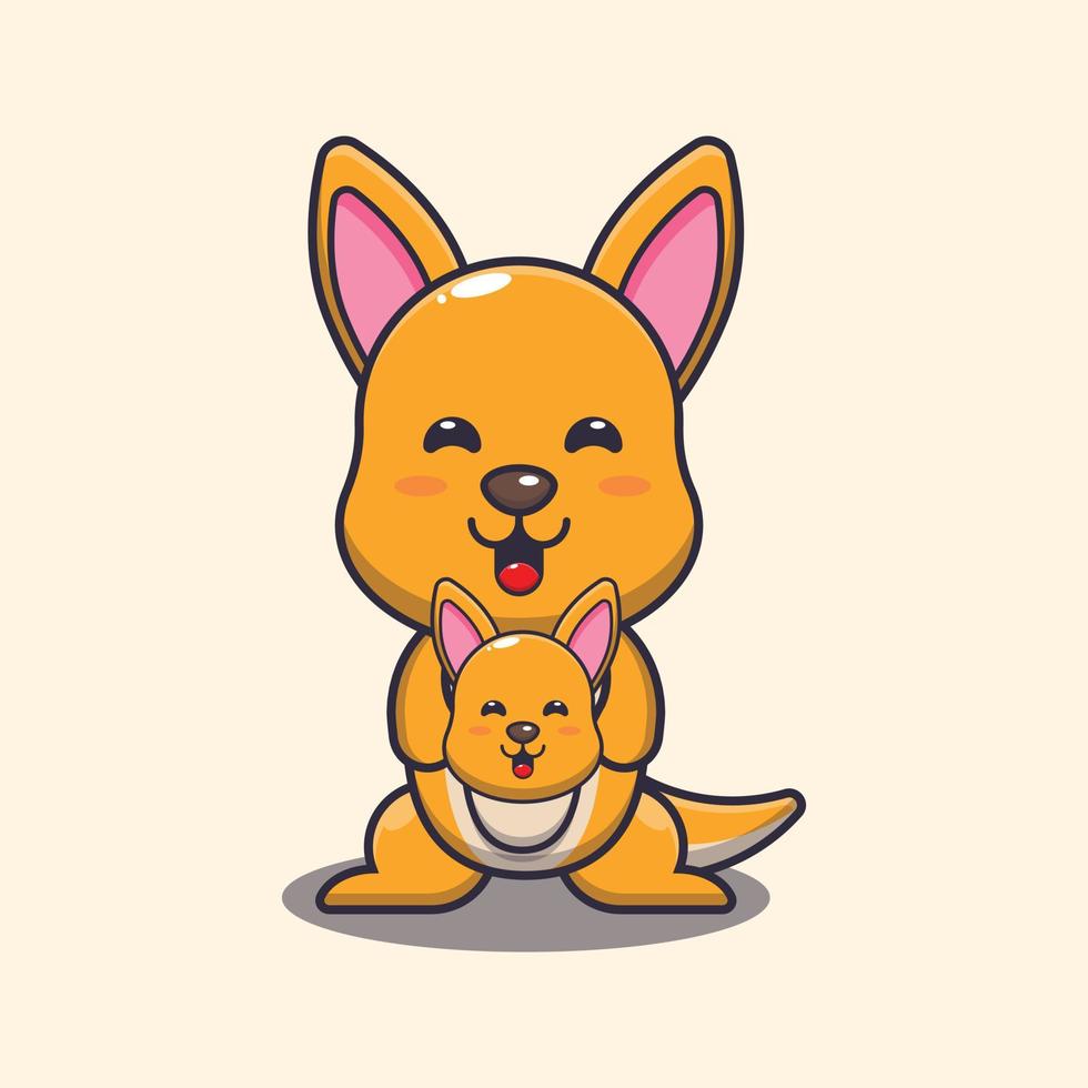 Cute kangaroo mascot cartoon vector illustration