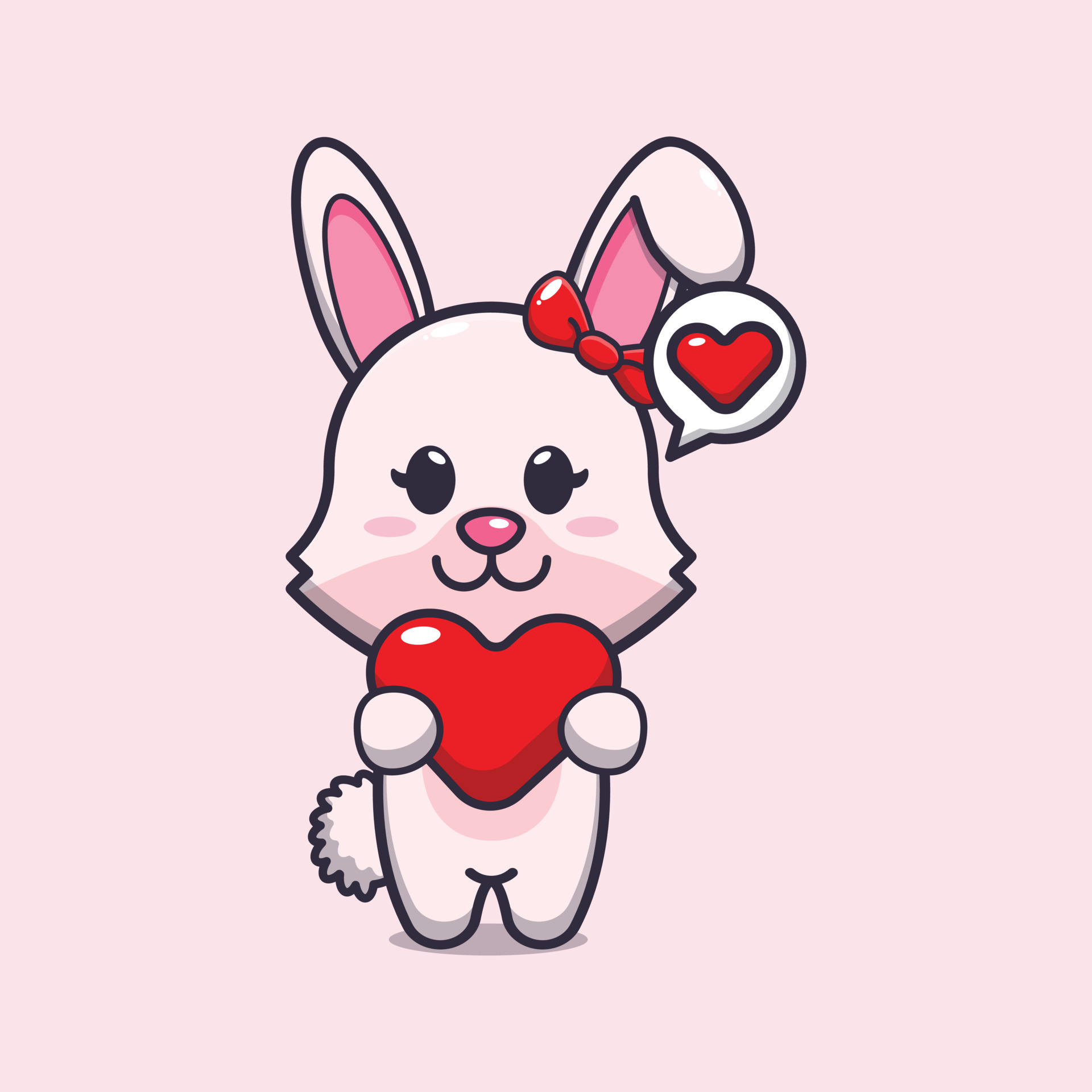cute bunny cartoon character holding love heart 6595205 Vector Art at  Vecteezy