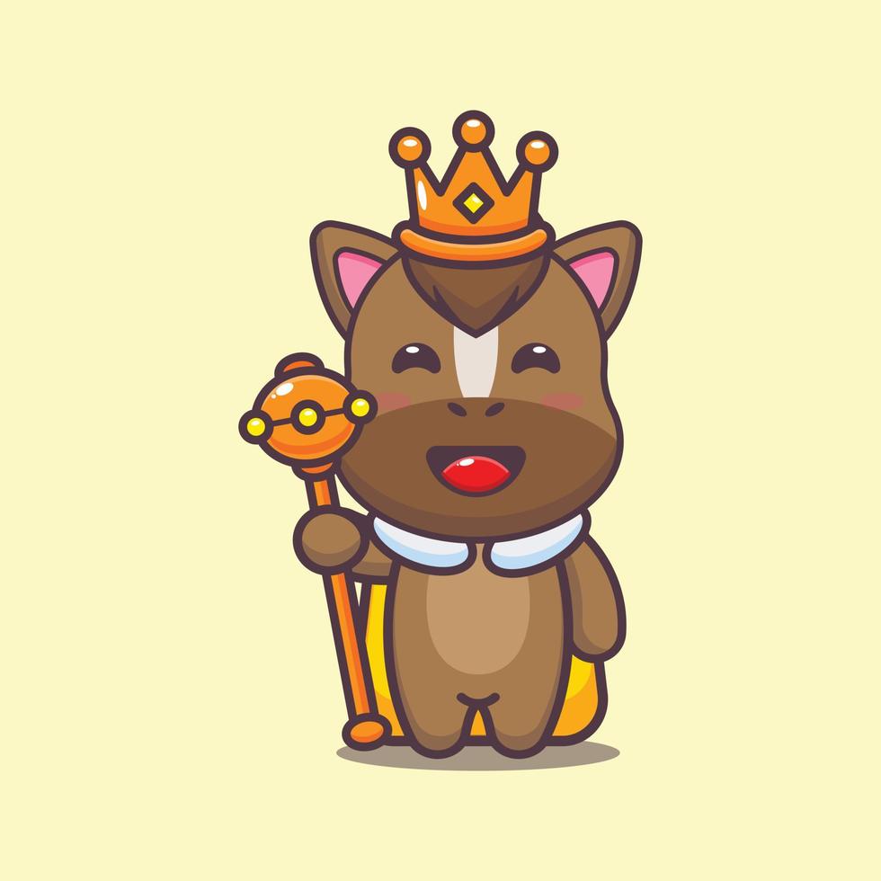 Cute horse king cartoon vector illustration