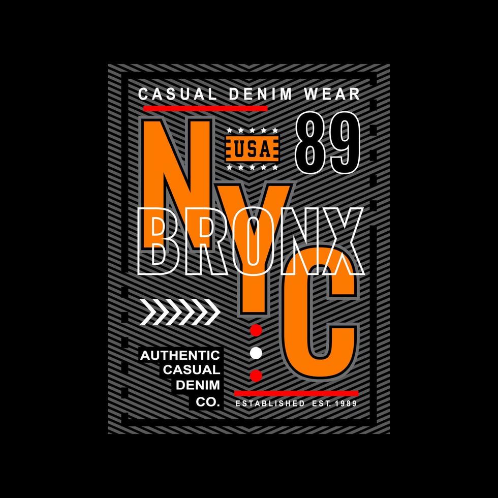 camiseta y ropa de calle de mezclilla del bronx de nyc vector