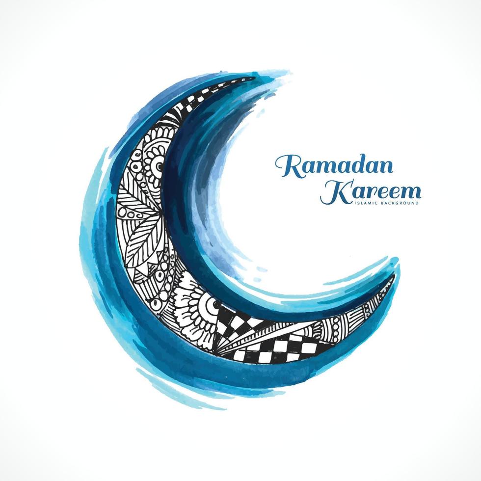 elegante luna religiosa ramadan kareem festival tarjeta fondo vector