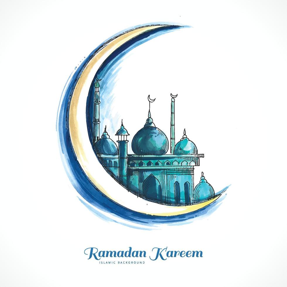 Ramadan kareem islamic holy festival greeting card design vector