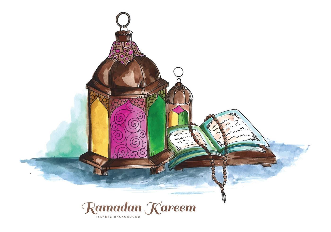 ramadan kareem o ramazan mubarak fondo de tarjeta de felicitación vector