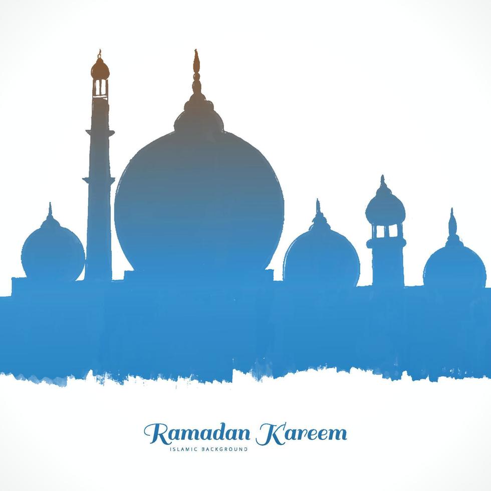 Beautiful religious ramadan kareem islamic festival mosque card design vector