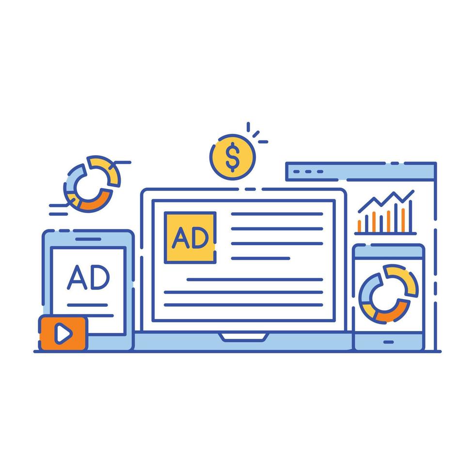 Stock market analysis in flat design illustration vector