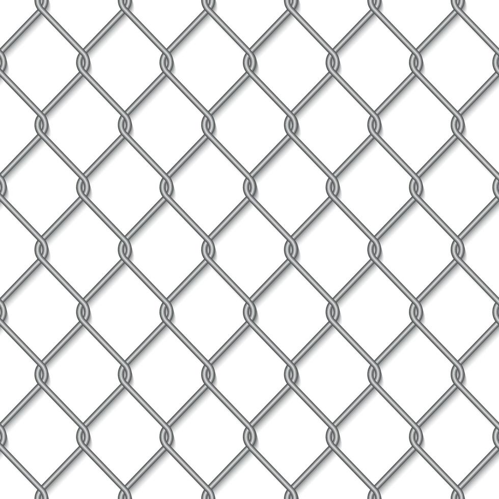 Realistic metal chain link fence vector