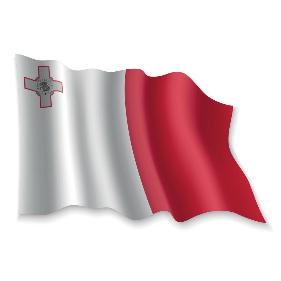 3D Waving Flag. Vector illustration