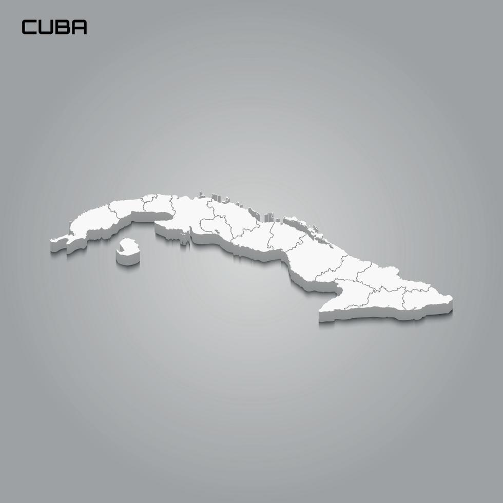 3d map with borders of regions vector