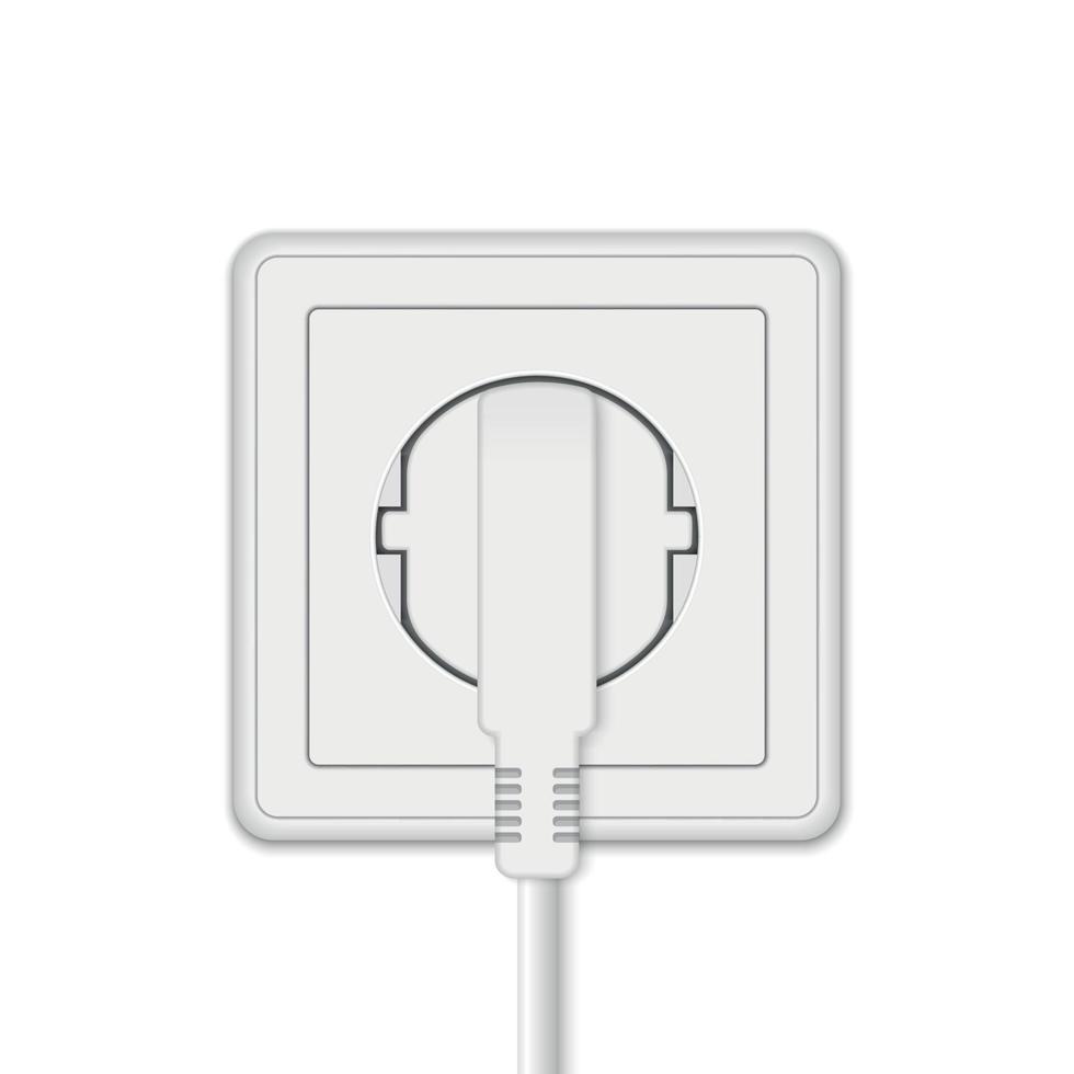 realistic electric socket with plug vector