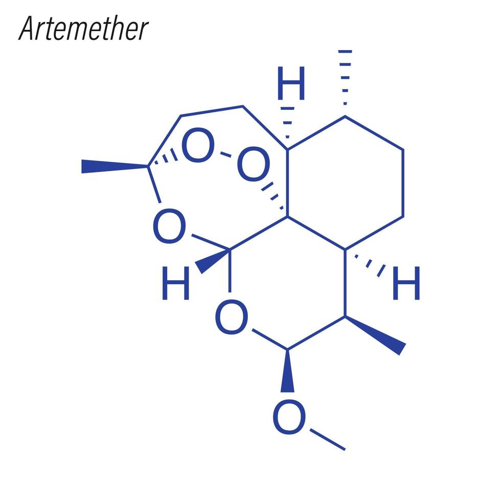 Vector Skeletal formula of Artemether. Drug chemical molecule.