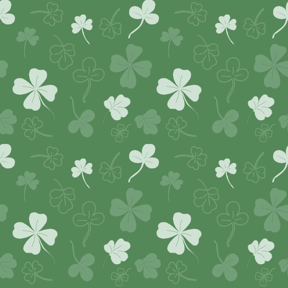 Seamless pattern with clover. The leaves of the clover. The green pattern. Lots of clover leaves. Vector illustration.