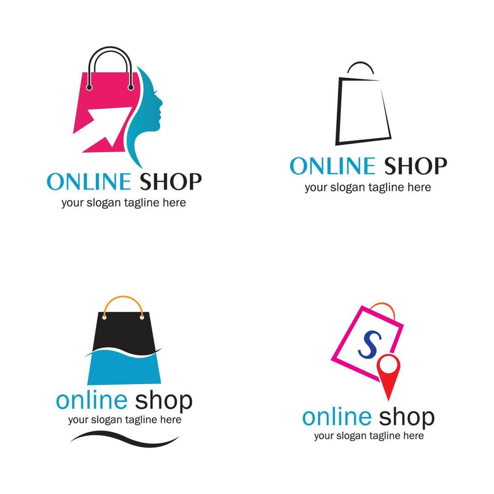 online shop set vector