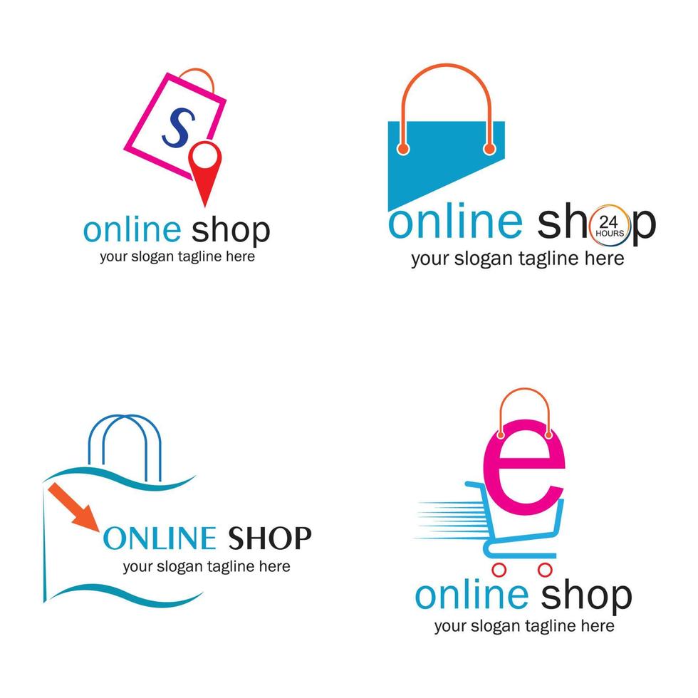 online shop set vector