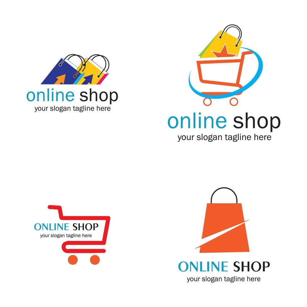 online shop set vector