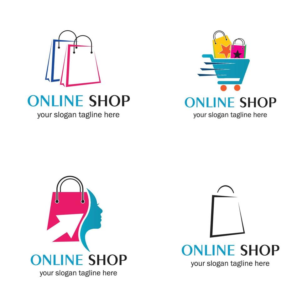 online shop set vector