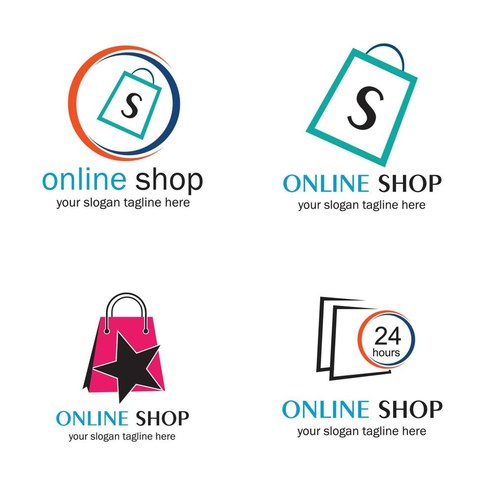 online shop set vector