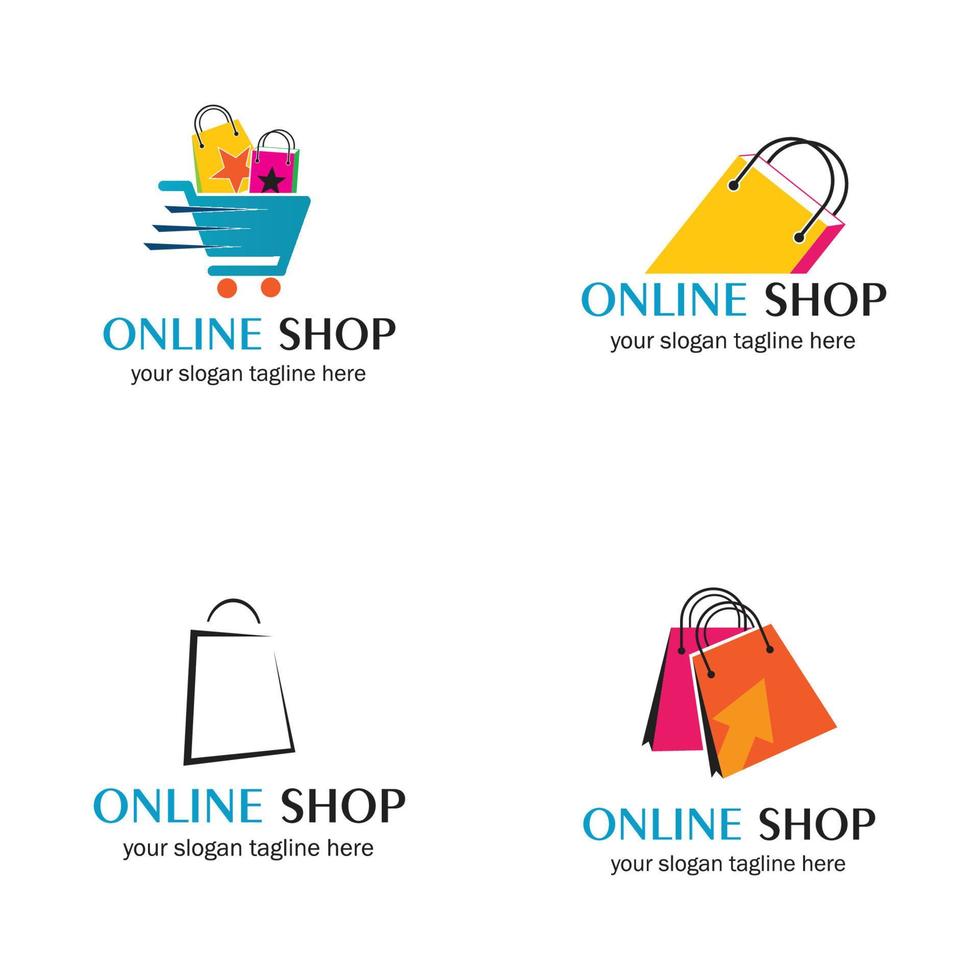 online shop set vector