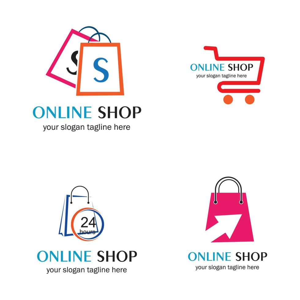 online shop set vector