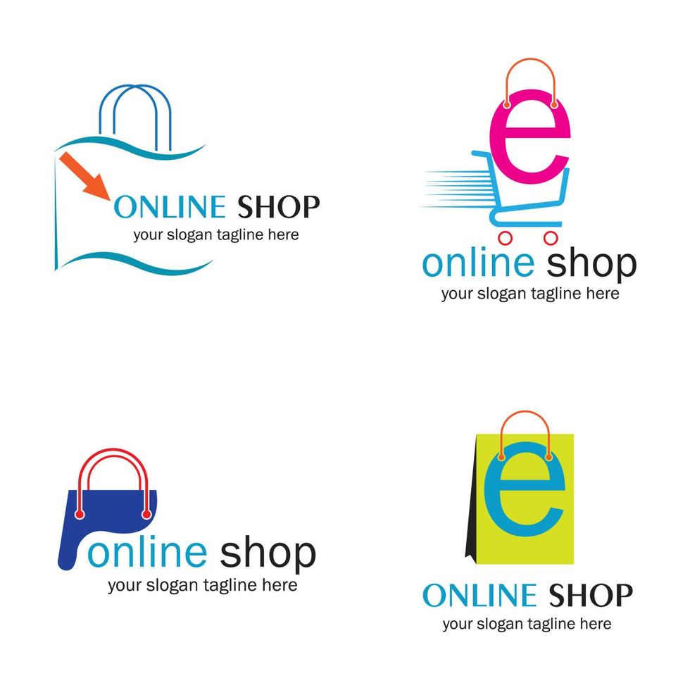 online shop set vector