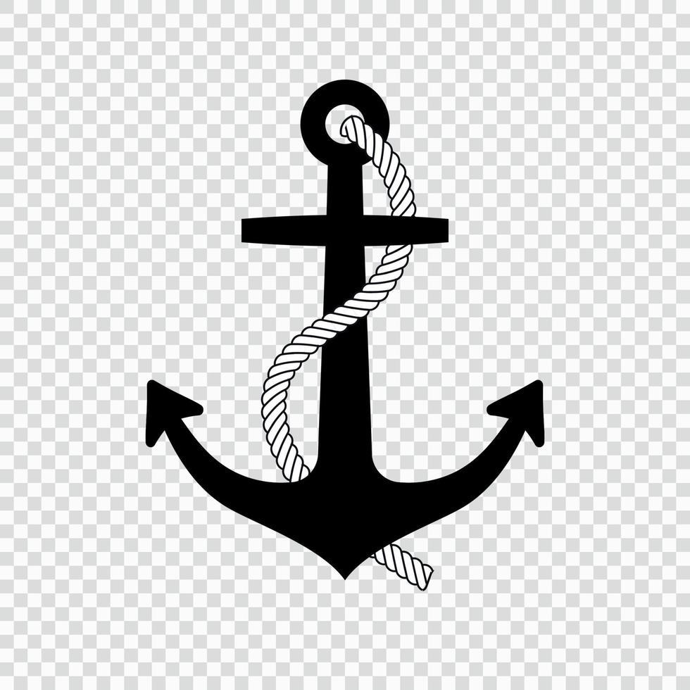 Nautical anchor with rope icon vector