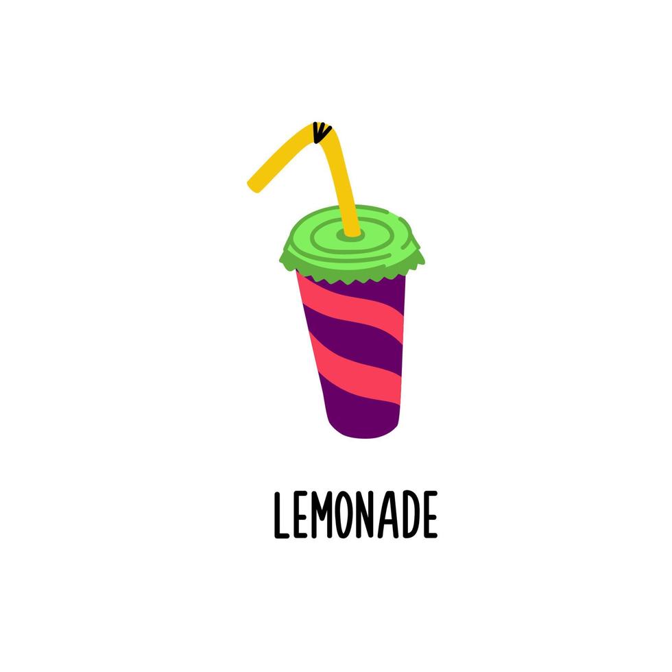 Plastic cup with a drink and a straw vector