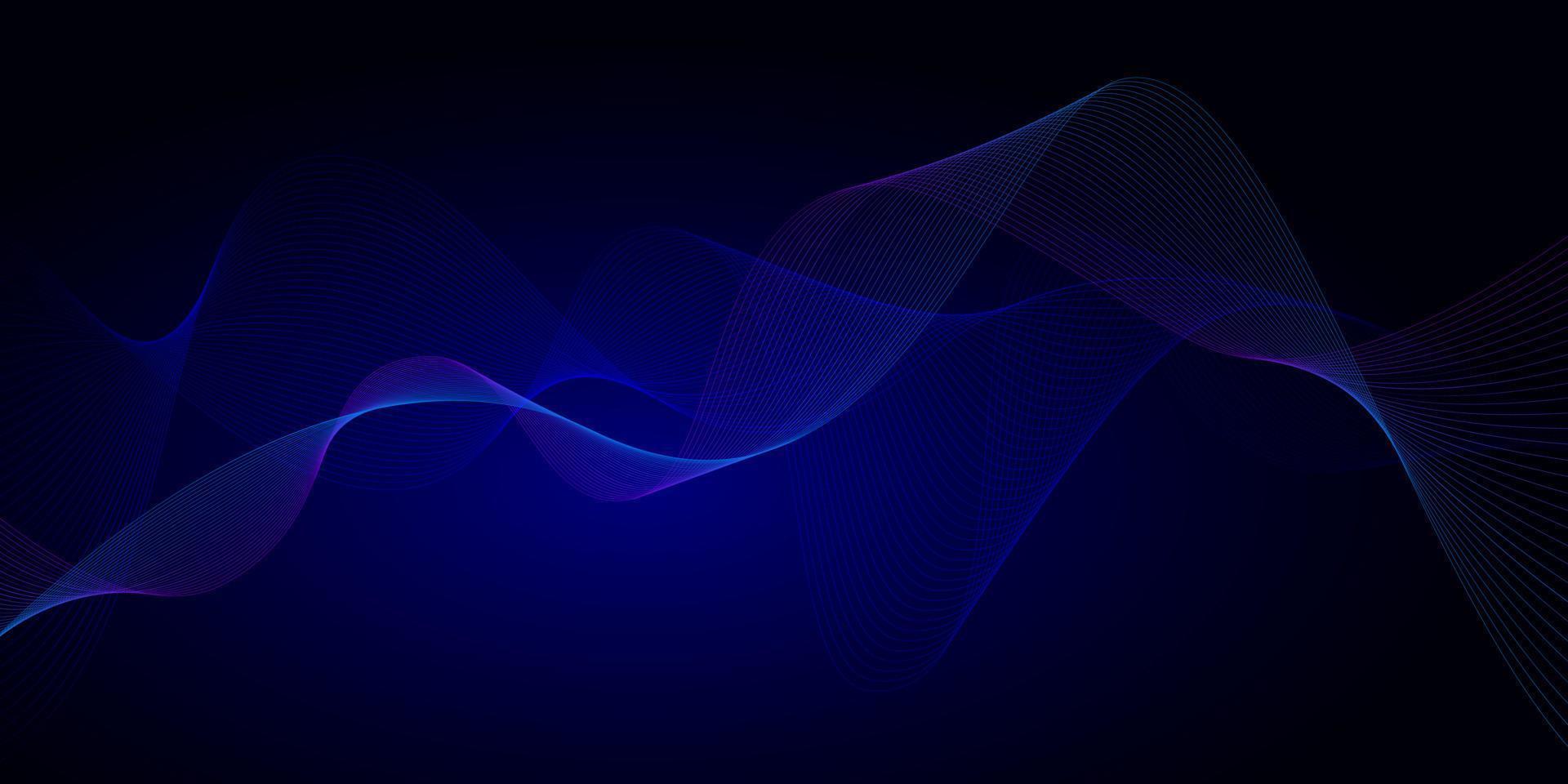 Dark blue background glow wavy lines vector