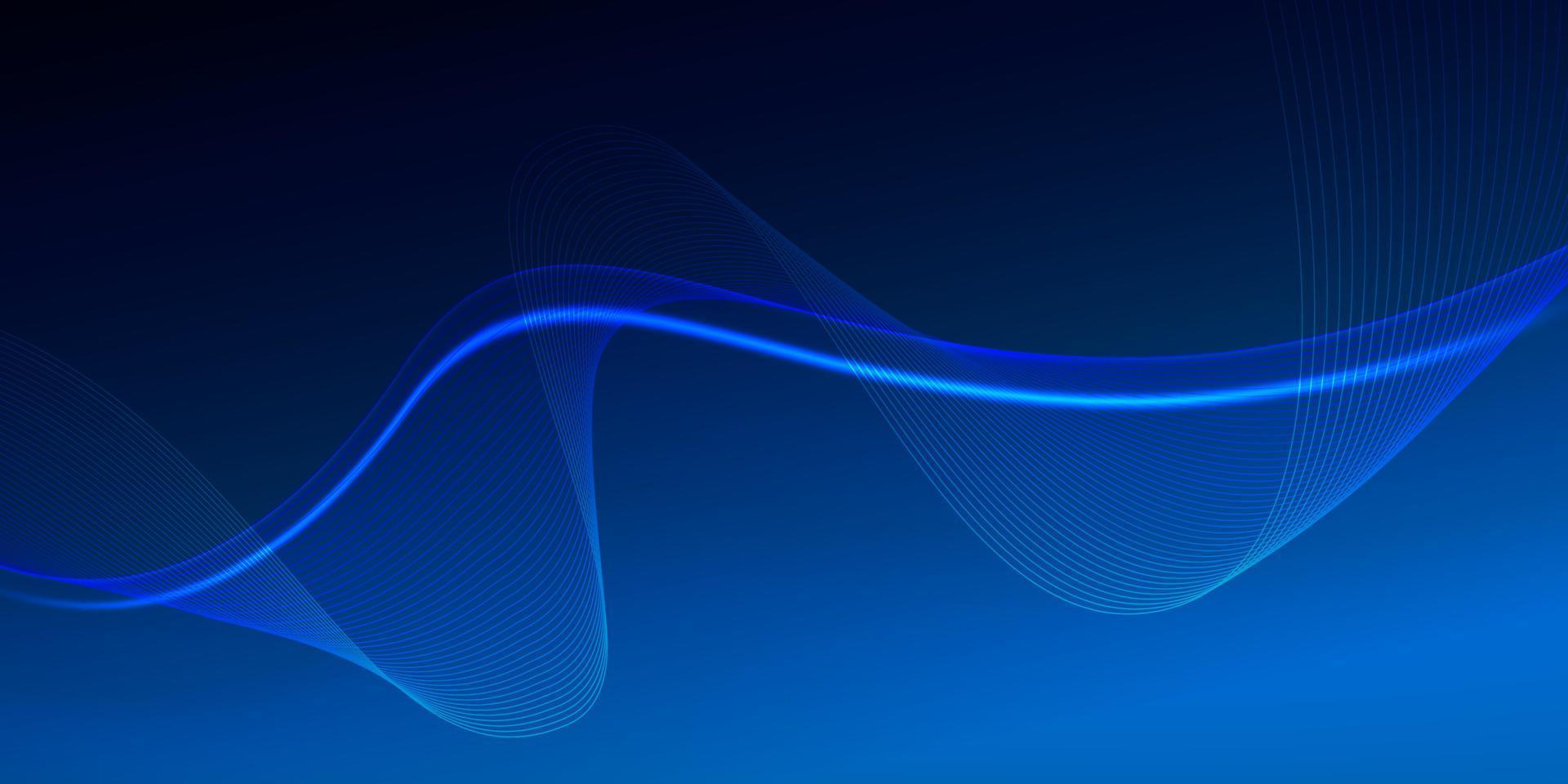 Dark blue background glow wavy lines vector