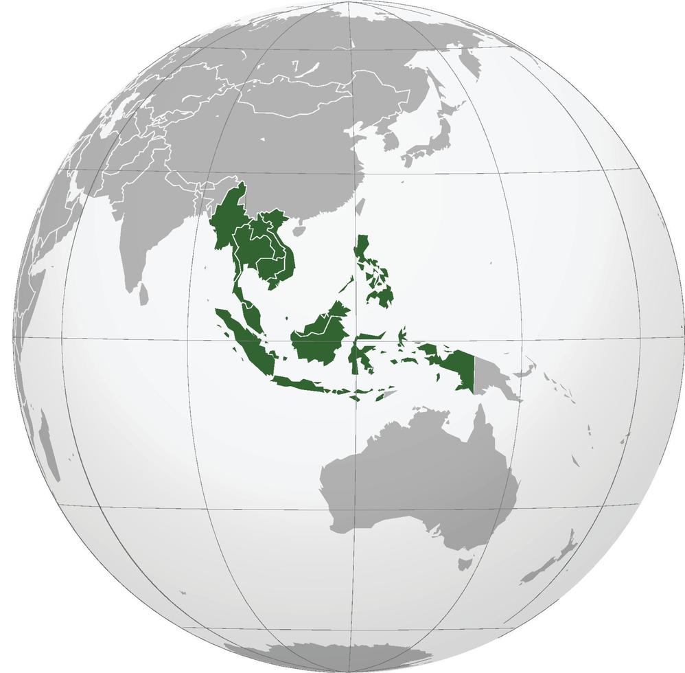 mapa del globo del sudeste asiático vector