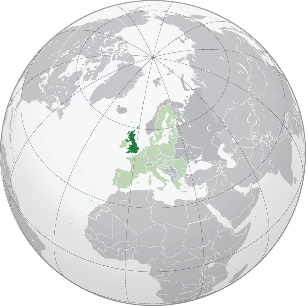 Map of Globe of EU United Kingdom vector