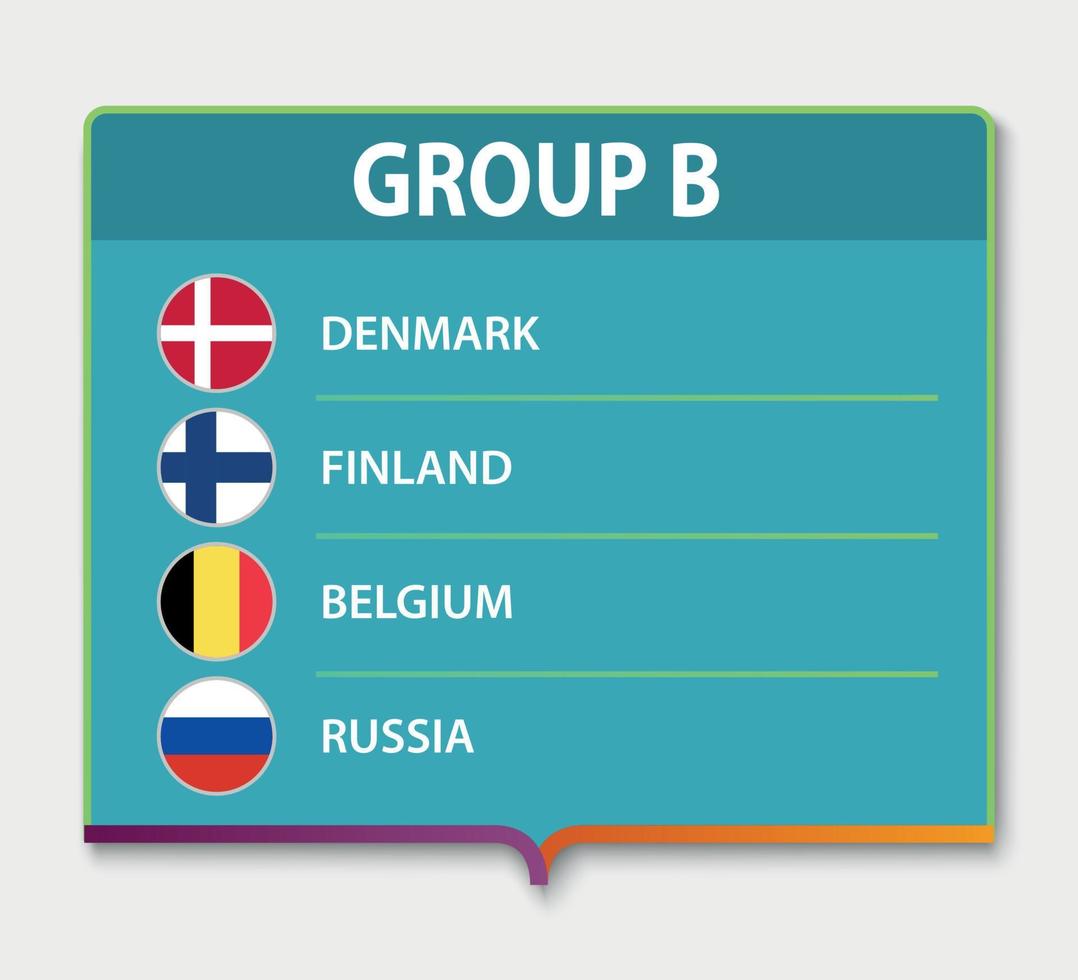 grupo del torneo de fútbol europeo. vector