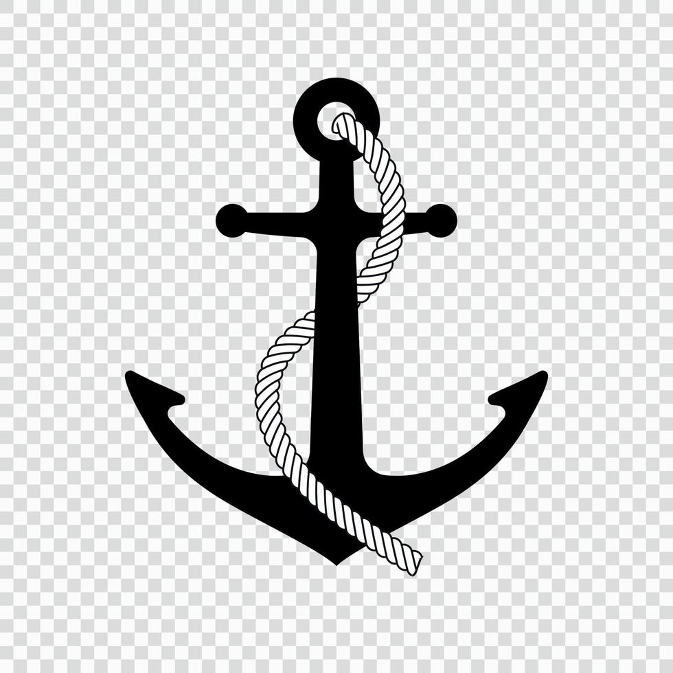 Nautical anchor with rope icon vector